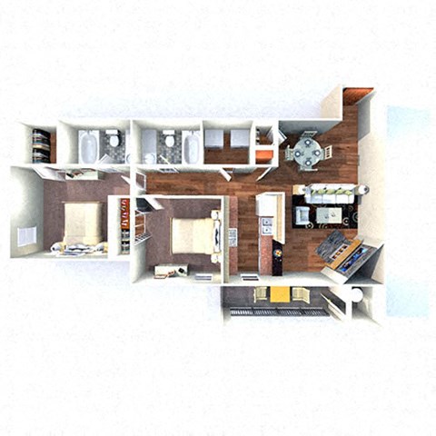 Floor plan for 2 beds, 2 baths, 826 sqft